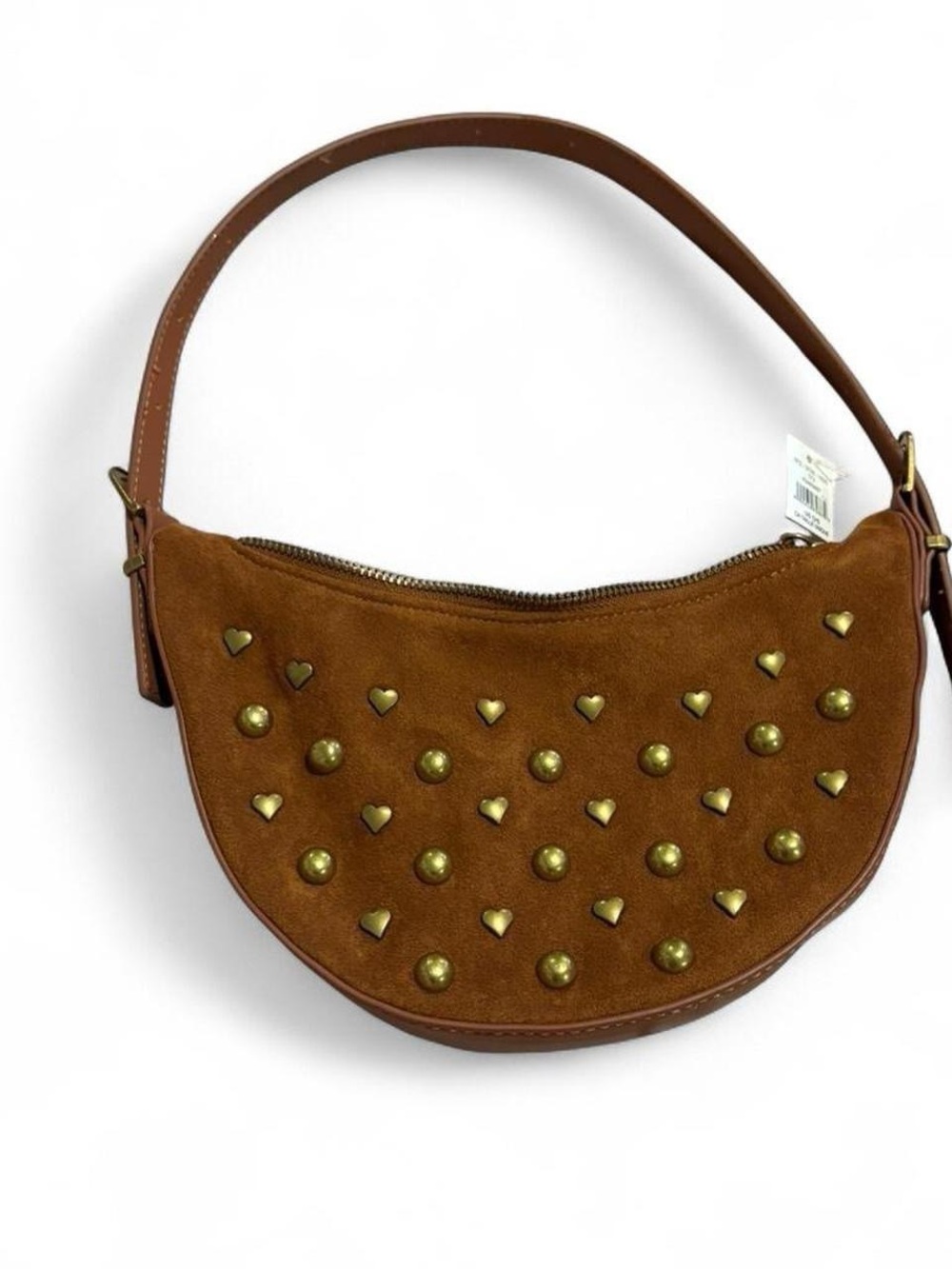 NWT Aerie cute tan suede bag with gold heart studs